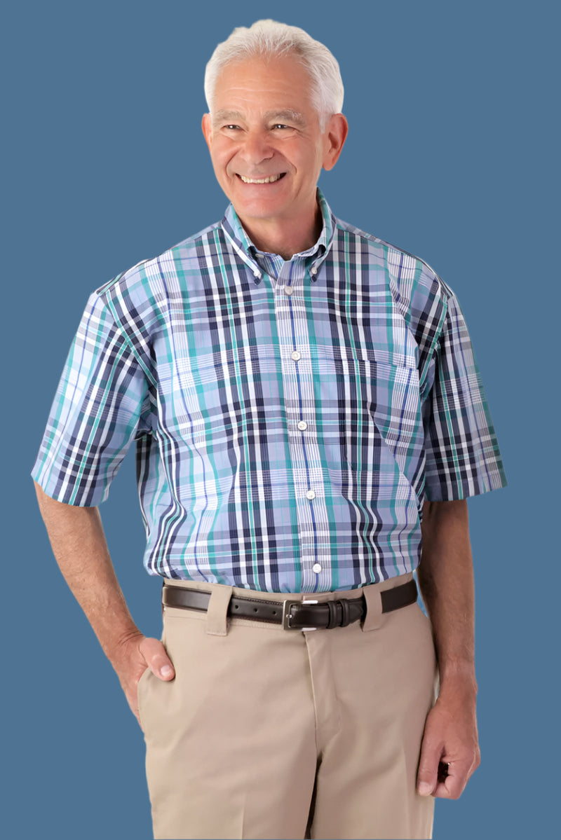 Men's Short-Sleeve Snap Back Sport Shirt by Buck & Buck, and available in different sizes. This tops item is part of our shirts collection.