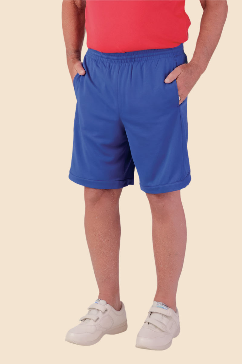 Poly Knit Shorts With Pockets for men by Buck & Buck in Royal, and available in different sizes. This bottoms item is part of our jogger shorts collection.