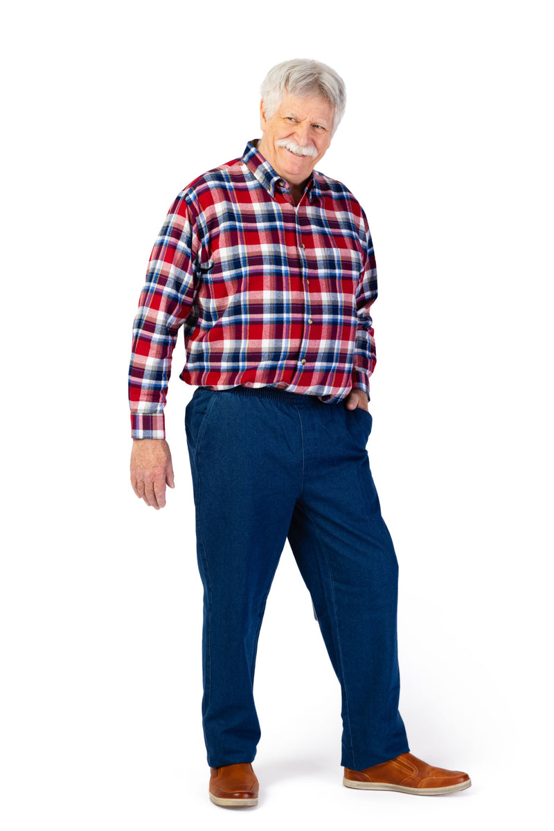 Men's Denim Putter Pants by Buck & Buck in Denim, and available in different sizes. This bottoms item is part of our pants collection.