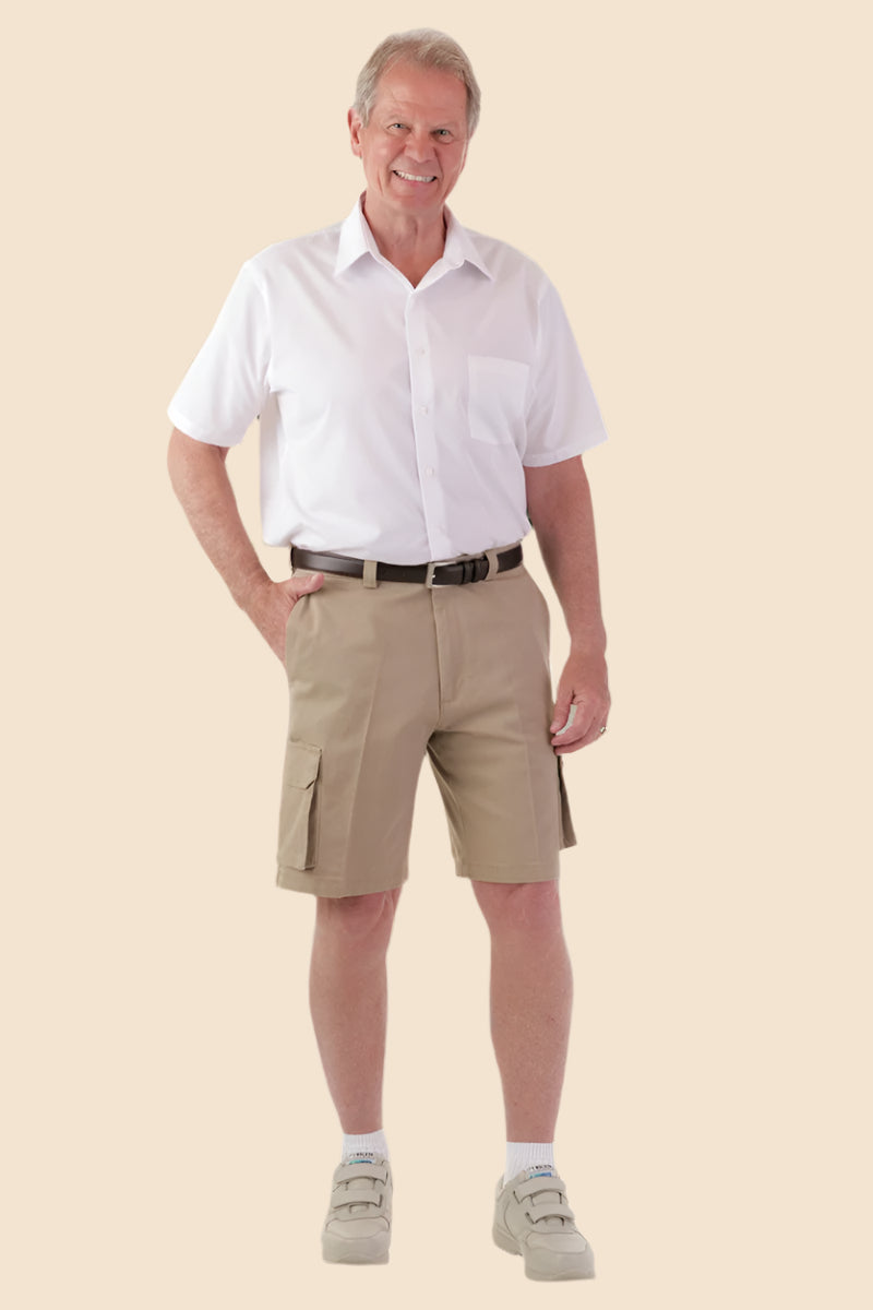 Comfort Cargo Short With VELCRO® Fasteners Fly for men by Buck & Buck in Charcoal, and available in different sizes. This bottoms item is part of our cargo shorts collection.