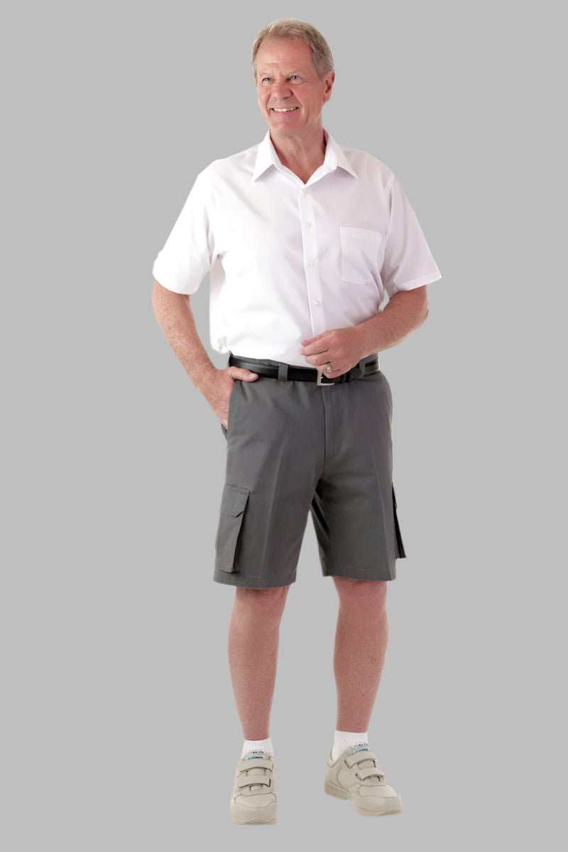 Comfort Cargo Short With VELCRO® Fasteners Fly for men by Buck & Buck in Charcoal, and available in different sizes. This bottoms item is part of our cargo shorts collection.