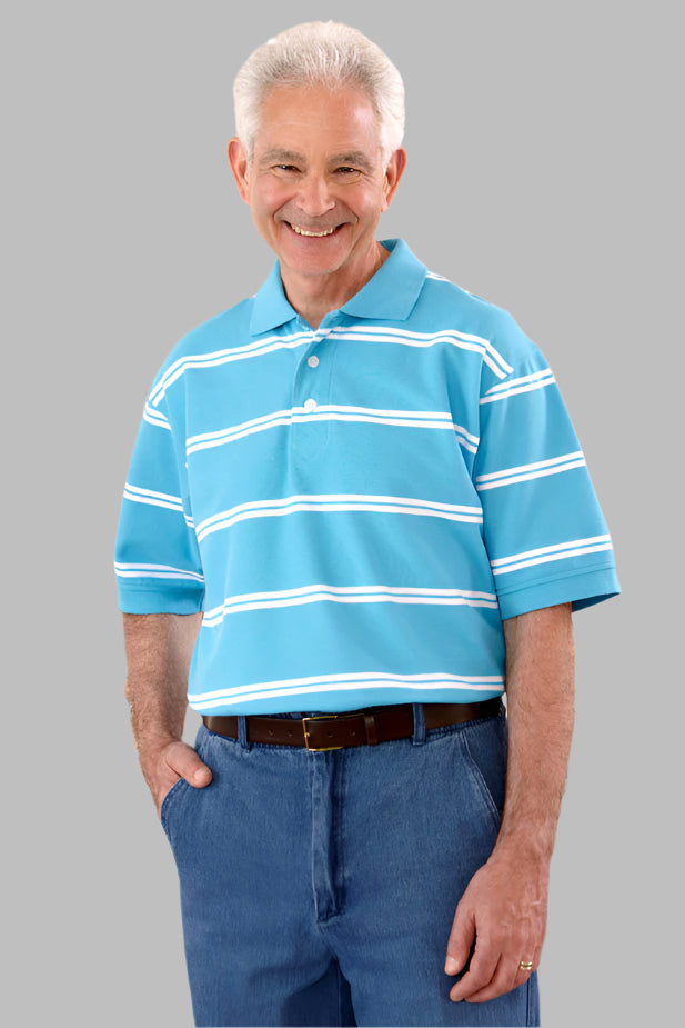 Short Sleeve Snap Back Polo Shirt for men by Buck & Buck in Blue, and available in different sizes. This tops item is part of our polos collection.