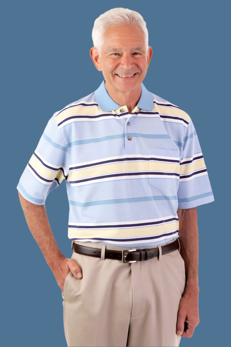 Short Sleeve Snap Back Polo Shirt for men by Buck & Buck in Tan/Beige, and available in different sizes. This tops item is part of our polos collection.