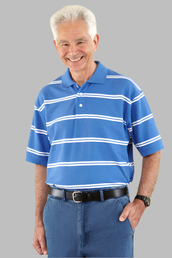 Short Sleeve Snap Back Polo Shirt for men by Buck & Buck in Blue, and available in different sizes. This tops item is part of our polos collection.
