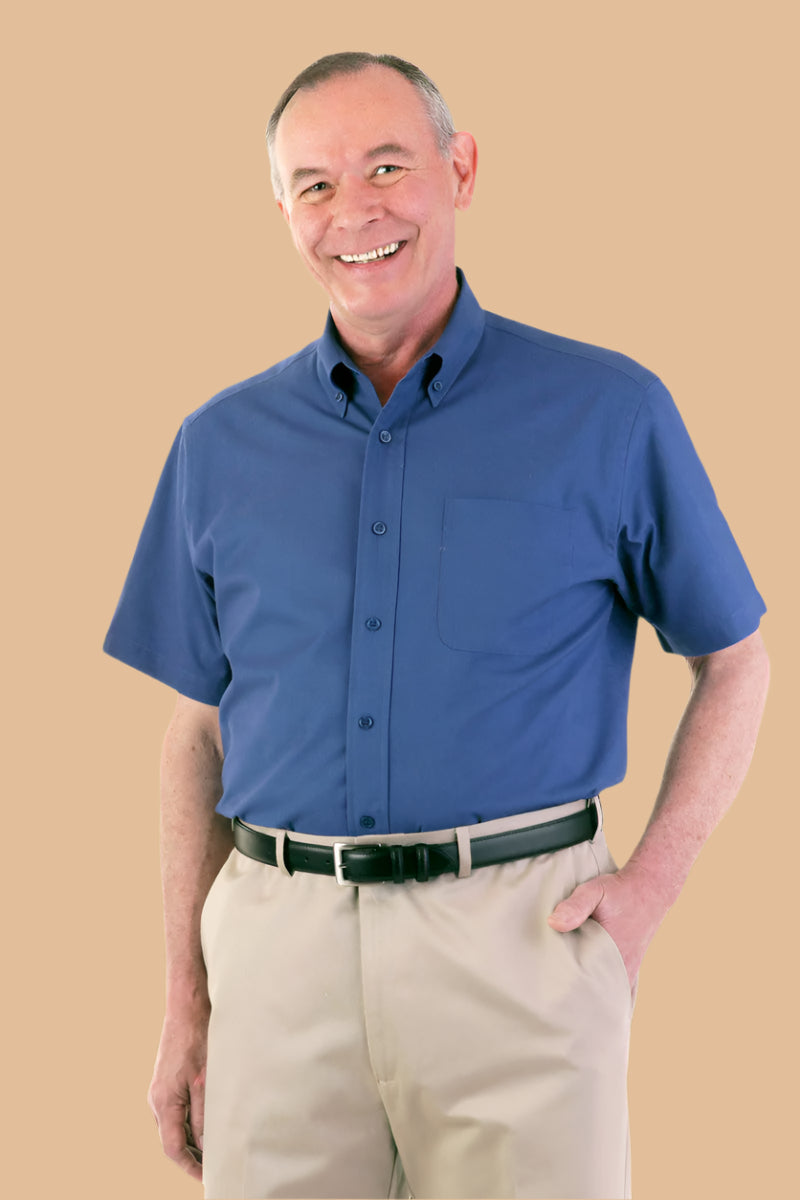 Short Sleeve Stain Resistant Shirt With VELCRO® Fasteners for men by Buck & Buck in Royal, and available in different sizes. This tops item is part of our shirts collection.