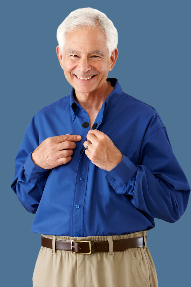 Long Sleeve Stain Resistant Shirt With VELCRO® Fasteners for men by Buck & Buck in Royal, and available in different sizes. This tops item is part of our shirts collection.