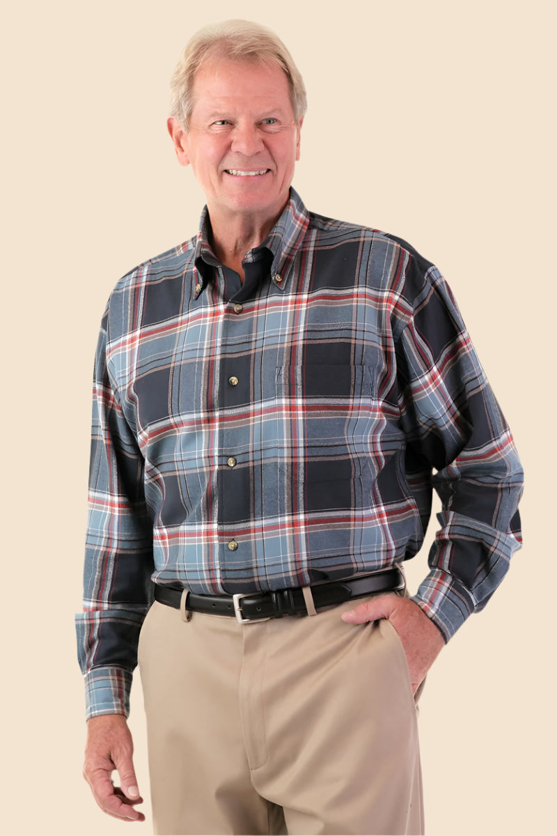 Flannel Shirt With VELCRO® Fasteners for men by Buck & Buck in Gray, and available in different sizes. This tops item is part of our shirts collection.