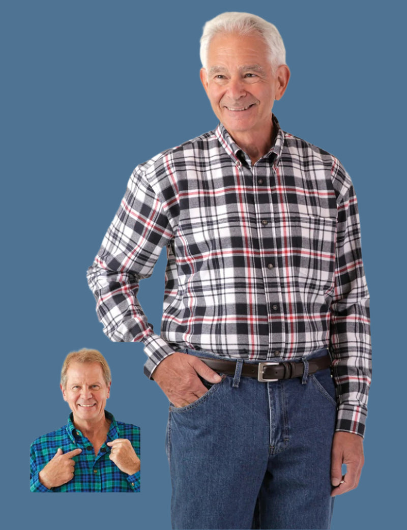 Flannel Shirt With VELCRO® Fasteners for men by Buck & Buck in Gray, and available in different sizes. This tops item is part of our shirts collection.