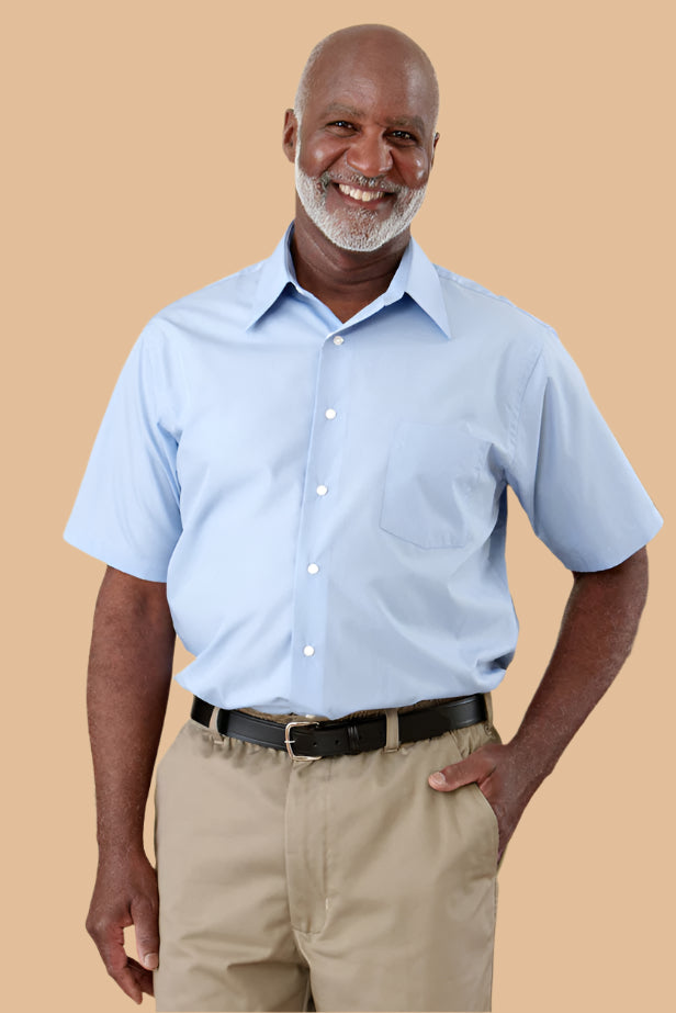 Short Sleeve Dress Shirt With VELCRO® Fasteners (Open Collar) for men by Buck & Buck in White, and available in different sizes. This tops item is part of our shirts collection.
