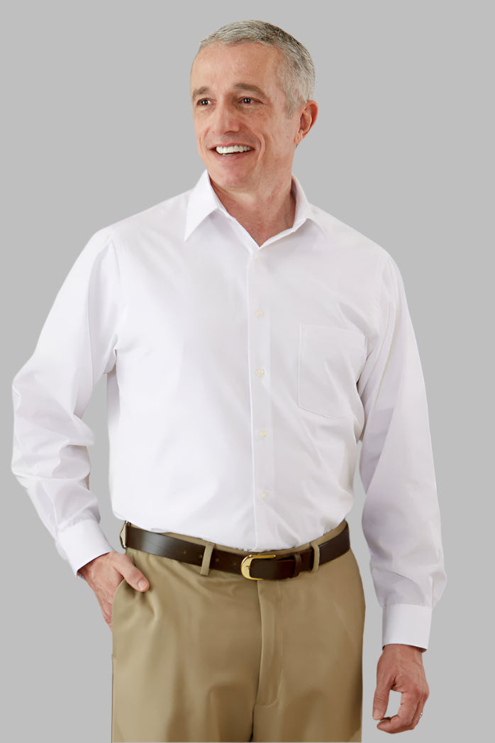 Long Sleeve Dress Shirt With VELCRO Fasteners (Open Collar) L - Longer Sleeve / Blue Long Sleeve Dress Shirt With VELCRO Fasteners (Open Collar) L - Longer Sleeve / Blue