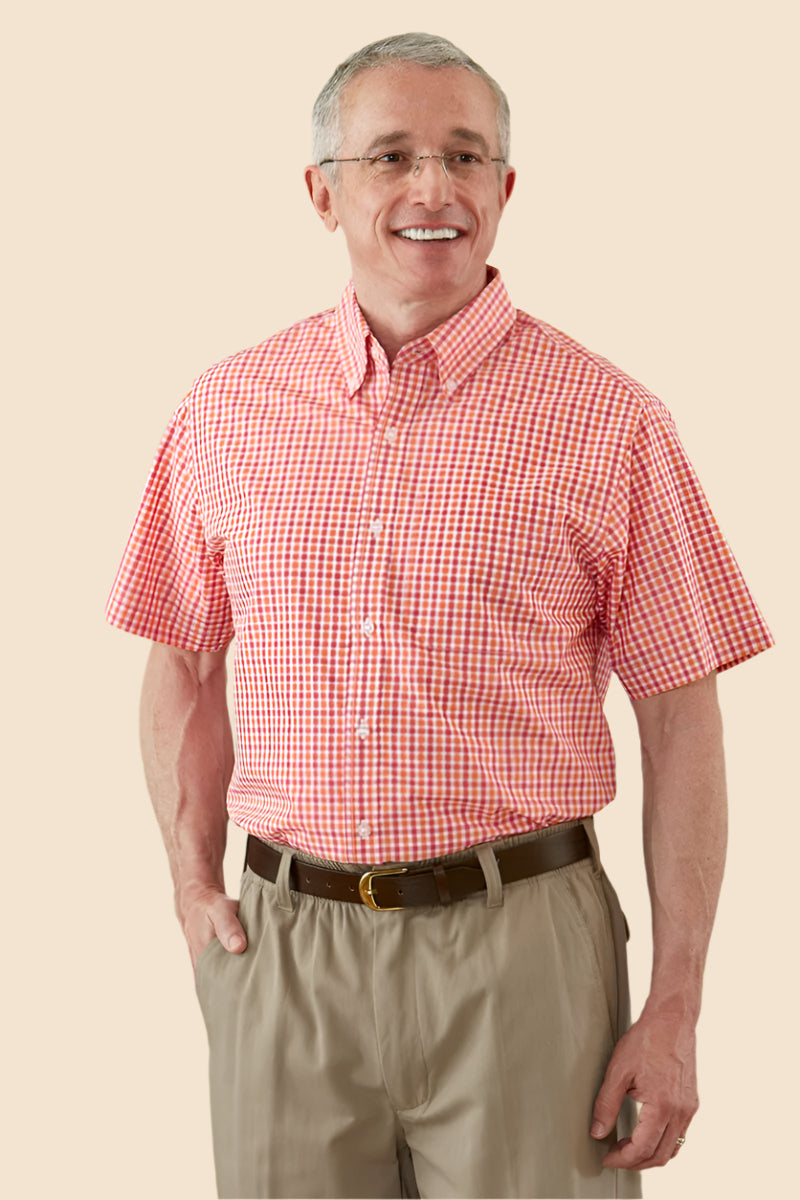 Short Sleeve Gingham Shirt With VELCRO® Fasteners for men by Buck & Buck in Red, and available in different sizes. This tops item is part of our shirts collection.