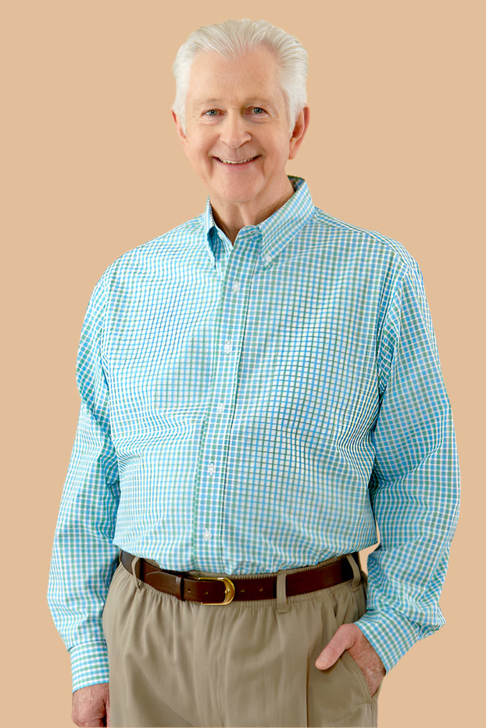 Long Sleeve Gingham Shirt With VELCRO® Fasteners for men by Buck & Buck in Gray, and available in different sizes. This tops item is part of our shirts collection.