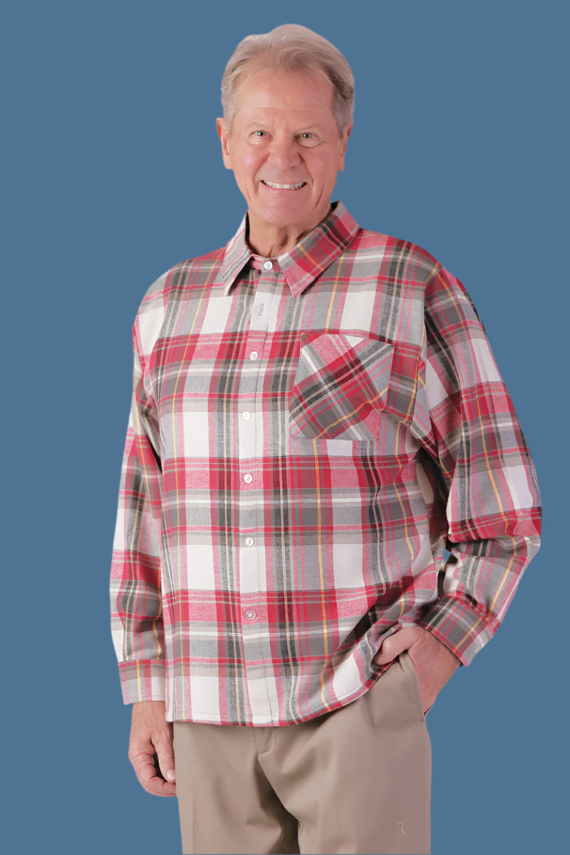 Wrap Back Flannel Shirt for men by Buck & Buck in Red, and available in different sizes. This tops item is part of our shirts collection.