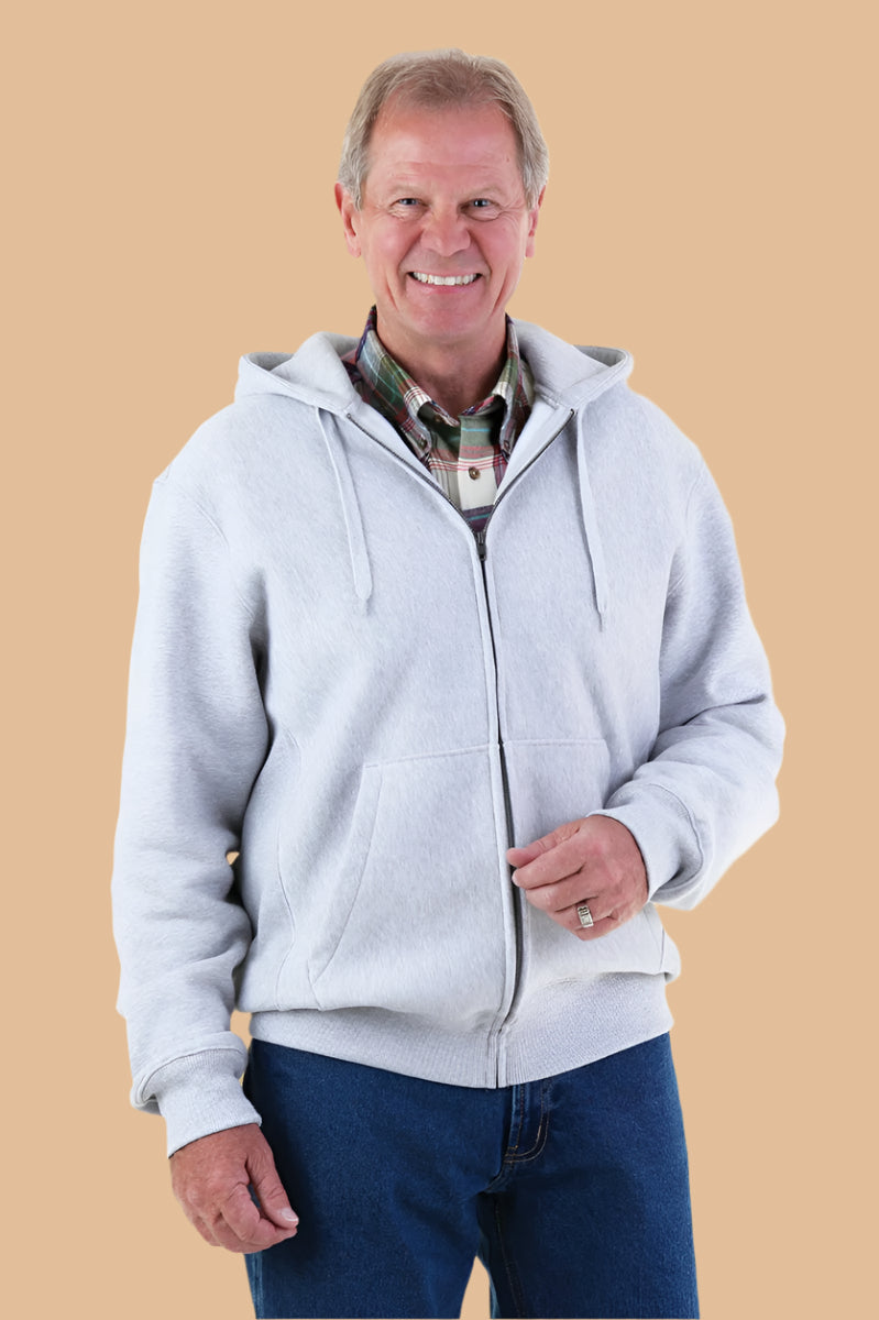 Men's Zip-Front Hoodie-Heavy Weight by Buck & Buck in Navy, and available in different sizes. This outerwear & layering item is part of our hoodies collection.