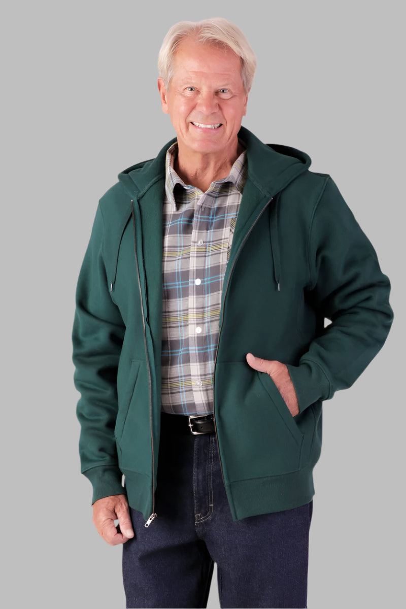 Men's Zip-Front Hoodie-Heavy Weight by Buck & Buck in Navy, and available in different sizes. This outerwear & layering item is part of our hoodies collection.