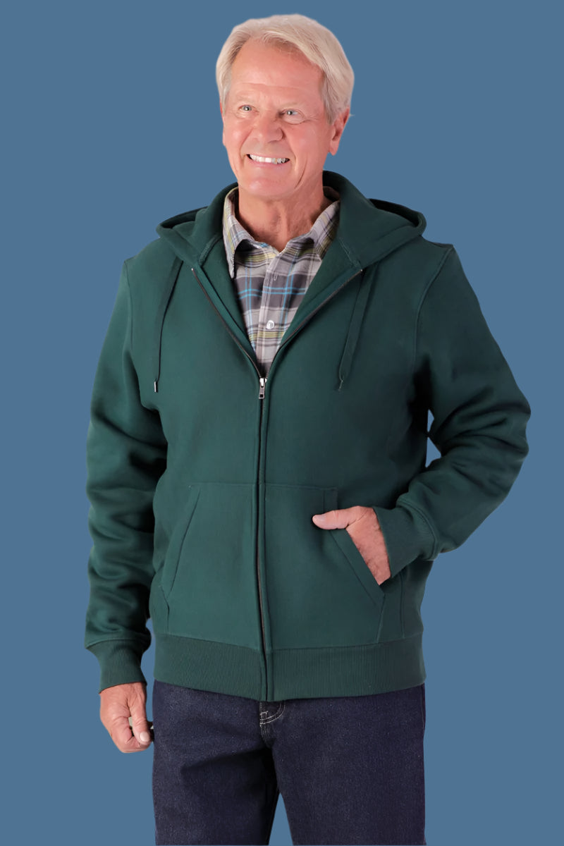 Men's Zip-Front Hoodie-Heavy Weight by Buck & Buck in Navy, and available in different sizes. This outerwear & layering item is part of our hoodies collection.