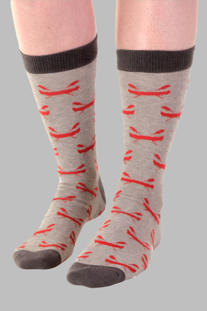 Printed Crew Socks by Buck & Buck in Gray, and available only in a one-size option. This socks & hosiery item is part of our crew socks collection.