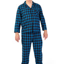 Men's Flannel Pajamas With VELCRO® Fasteners at Front by Foxfire in blue and available in different sizes. This men's pajama set is part of our sleepwear collection.