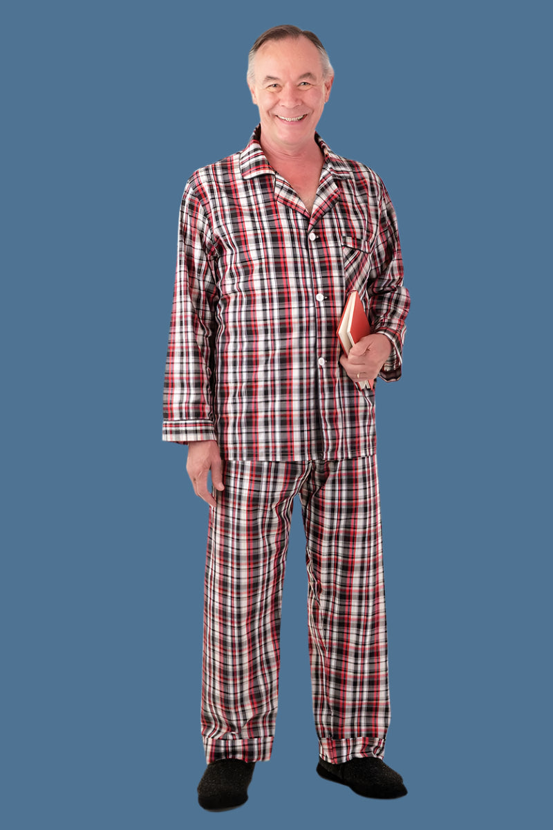 Men's Cotton/Poly Pajamas With VELCRO® Fastener Front by Buck & Buck, and available in different sizes. This sleepwear item is part of our pajamas collection.