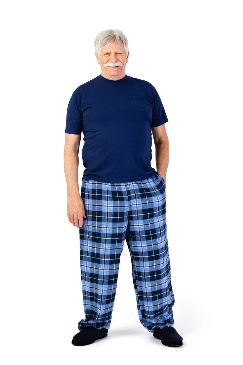 Men's Flannel PJ Bottoms by Buck & Buck in blue, and available in different sizes. This sleepwear item is part of our pajamas collection.