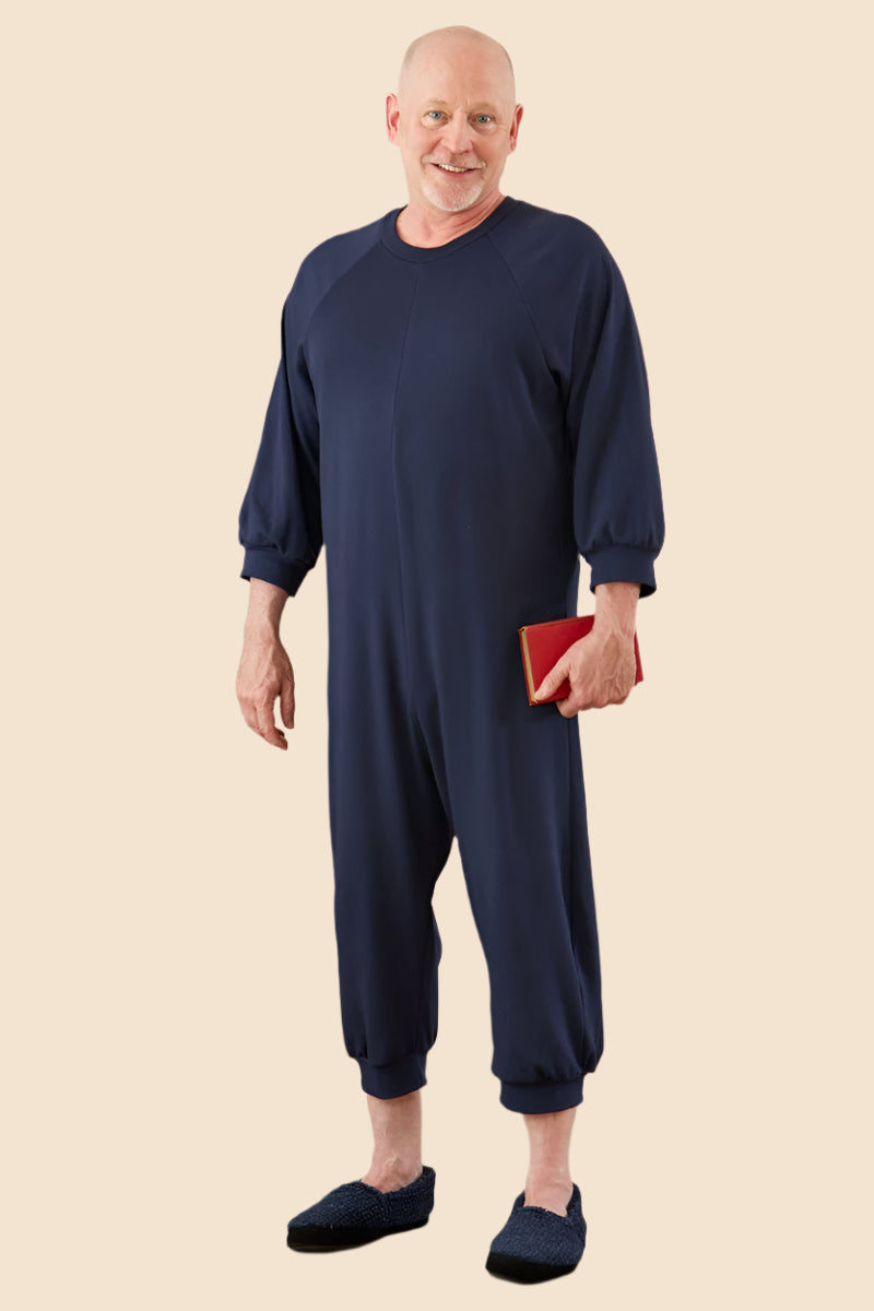 Men's Knicker Back-Zip Sleep Suit by Buck & Buck in Black, and available in different sizes. This one-piece garments item is part of our sleepwear & loungewear collection.