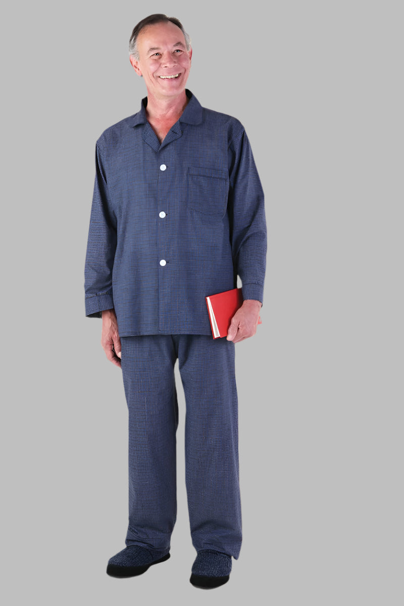 Men's Cotton/Poly Pajamas-VELCRO® Brand Fastener Front
