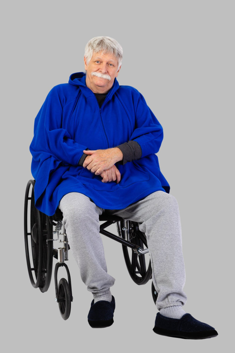 Men's Fleece Poncho by Buck & Buck in Royal, and available only in a one-size option. This outerwear & layering item is part of our ponchos collection.