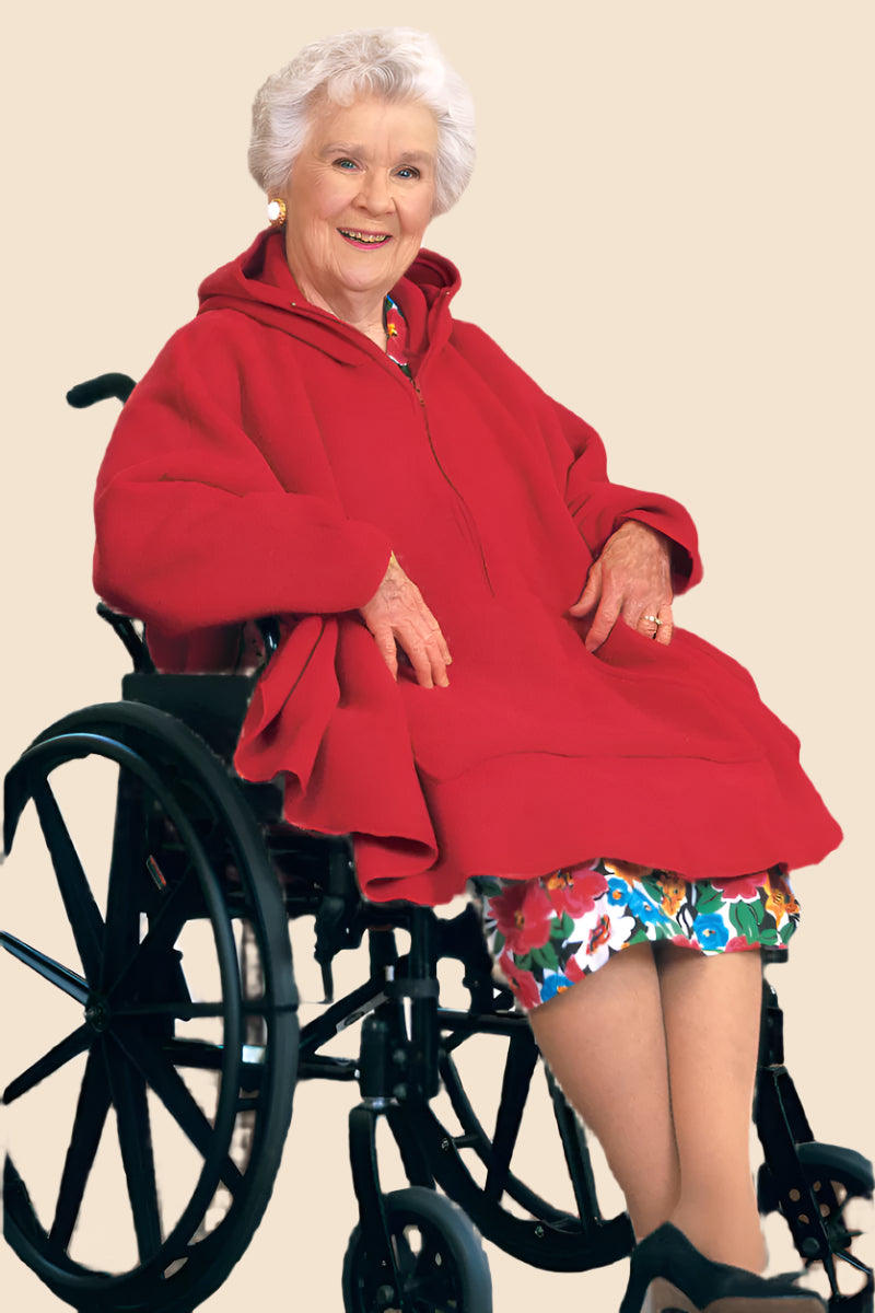 Women's Fleece Poncho by Buck & Buck in Red, and available only in a one-size option. This outerwear & layering item is part of our ponchos collection.