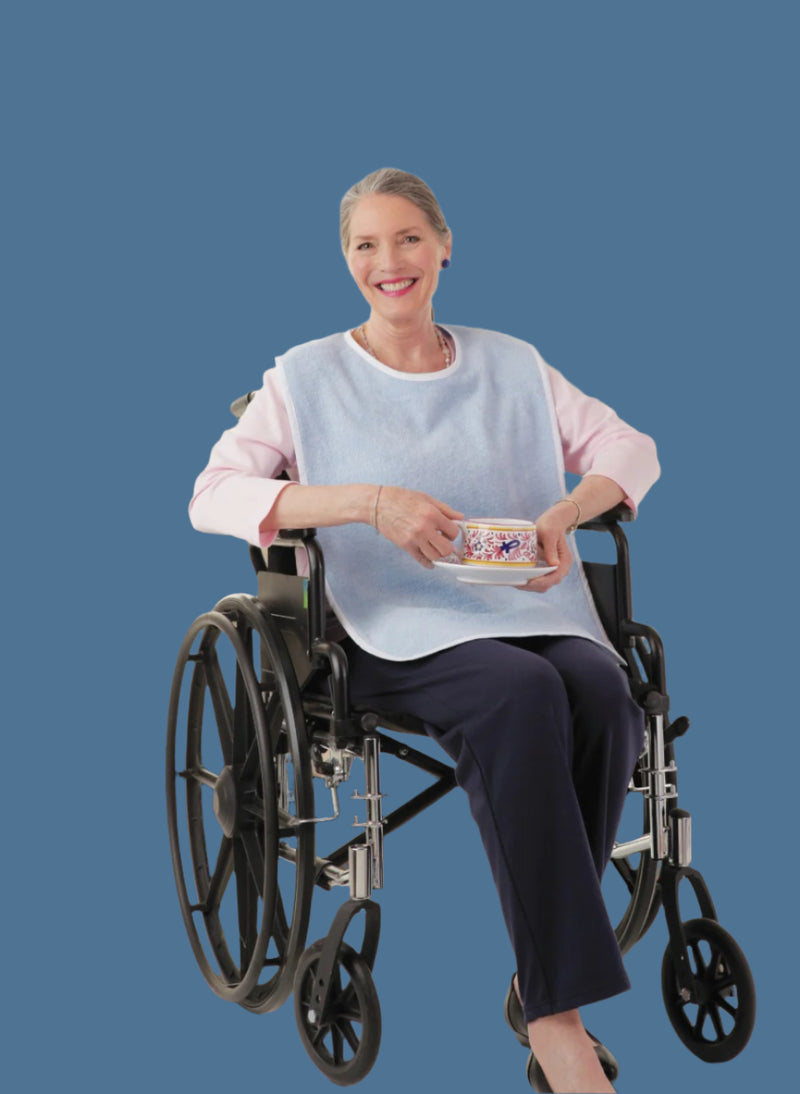 Women's Waterproof Terry Bib by Buck & Buck in Blue, and available only in a one-size option. This accessories & home item is part of our bibs collection.