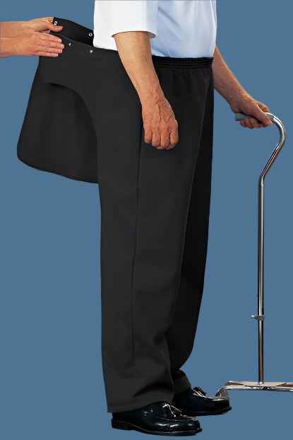 Men's Fleece Back-Flap Pants by Buck & Buck in Black, and available in different sizes. This bottoms item is part of our trousers collection.