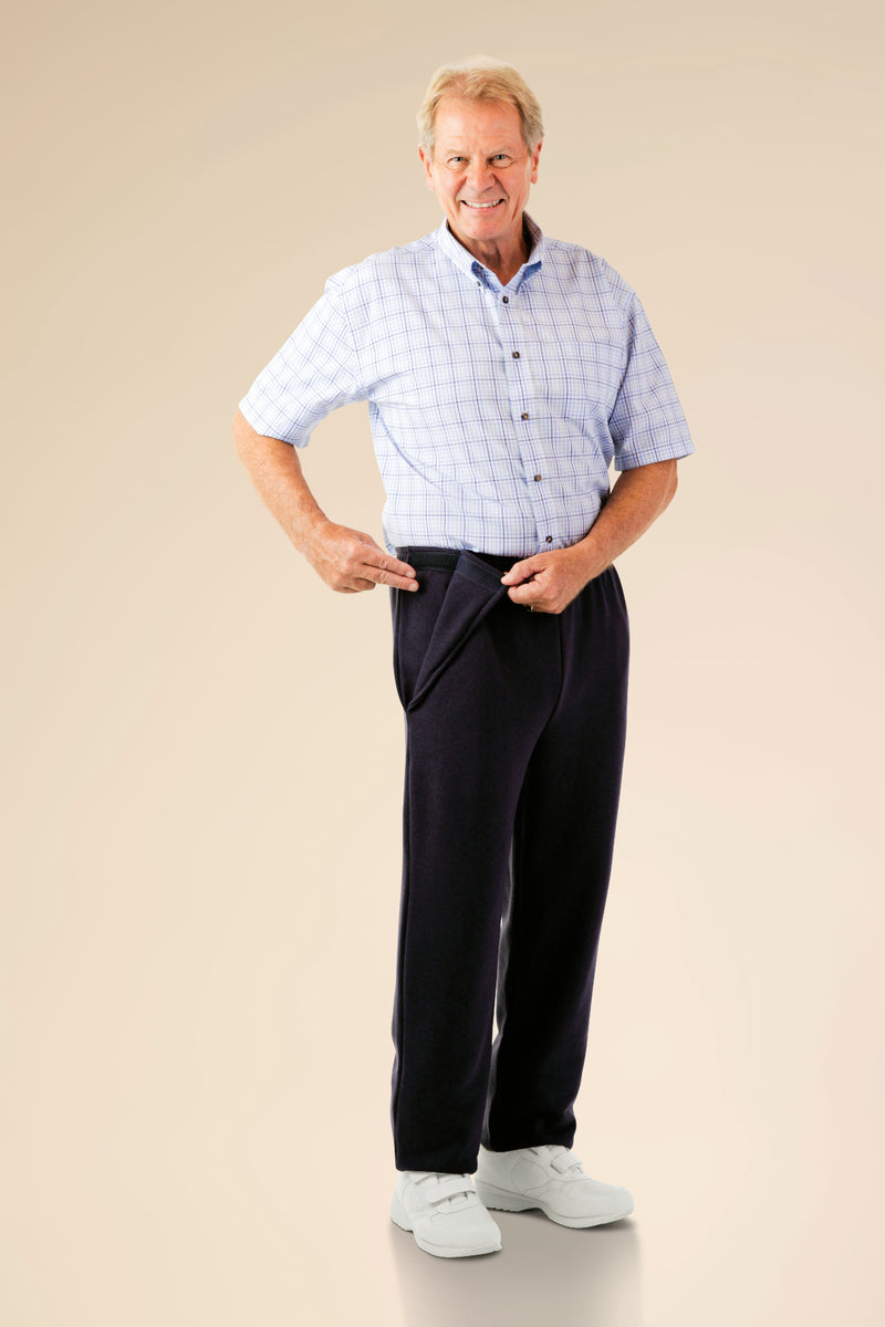 Men's Side VELCRO® Fleece Pants by Buck & Buck in Black, and available in different sizes. This bottoms item is part of our sweatpants collection.