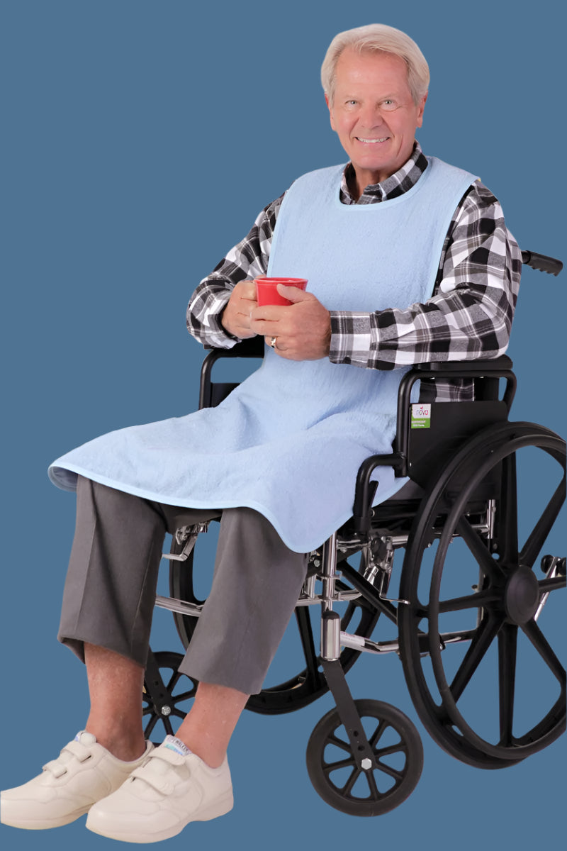 Men's Terry Extra-Long Waterproof Bib by Buck & Buck in Blue, and available only in a one-size option. This accessories & home item is part of our bibs collection.