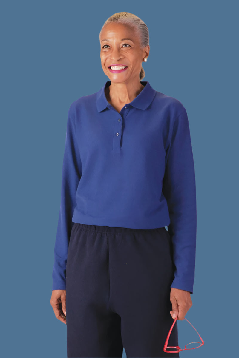 Women's Long Sleeve Polo Shirt by Buck & Buck, and available in different sizes. This tops item is part of our polos collection.