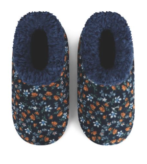 Women's Snoozies by Buck & Buck in Navy Floral, and available in different sizes. This footwear item is part of our slippers collection.