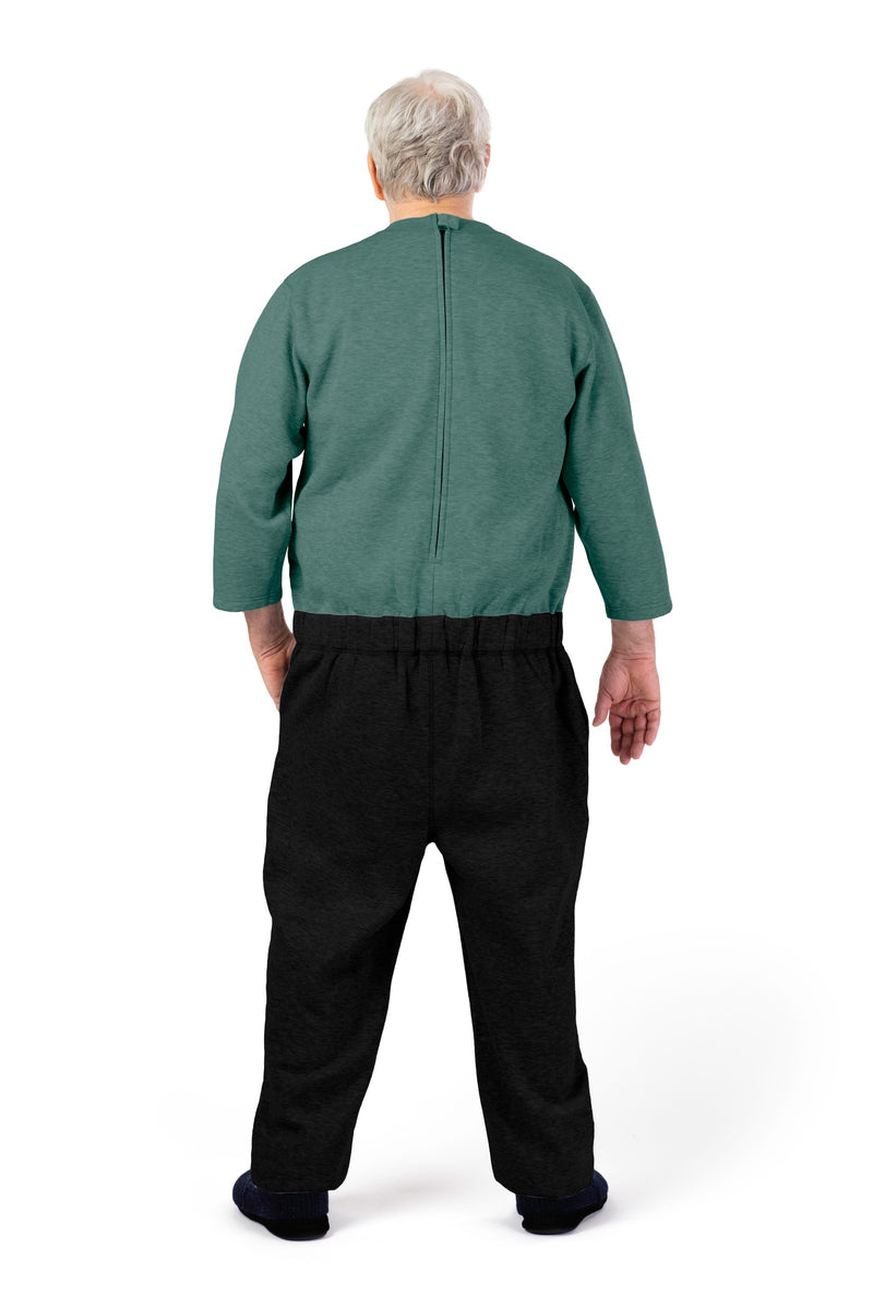 Men's Long Sleeve Fleece Jumpsuit by Buck & Buck in Green Top/Black Pants, and available in different sizes. This one-piece garments item is part of our one-pieces collection.