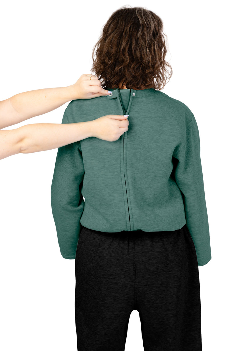 Women's Long Sleeve Fleece Jumpsuit by Buck & Buck in Green Top/Black Pants, and available in different sizes. This one-piece garments item is part of our one-pieces collection.