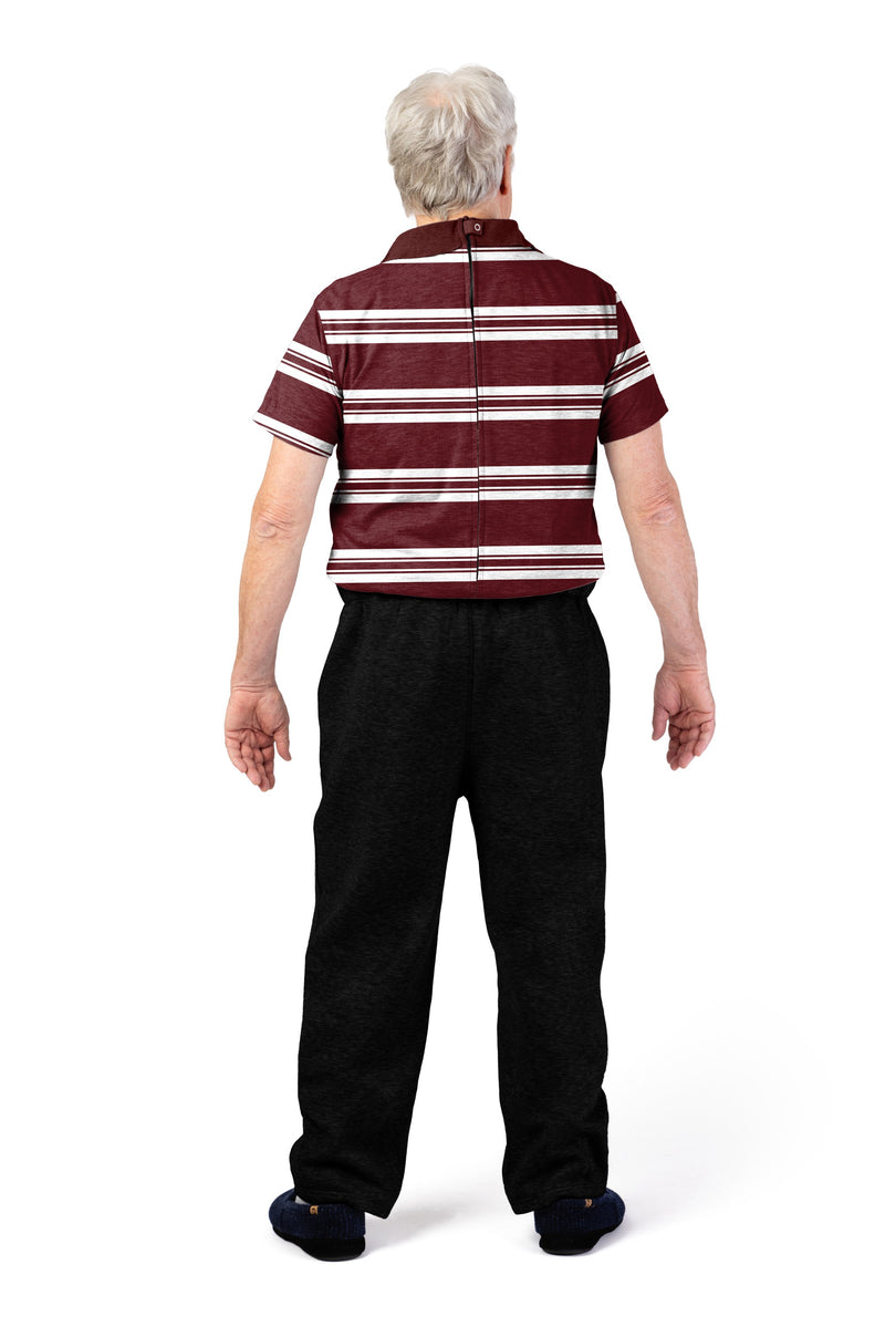 Men's Polo Jumpsuit by Buck & Buck in Burgundy Top/Black Pants, and available in different sizes. This one-piece garments item is part of our one-pieces collection.