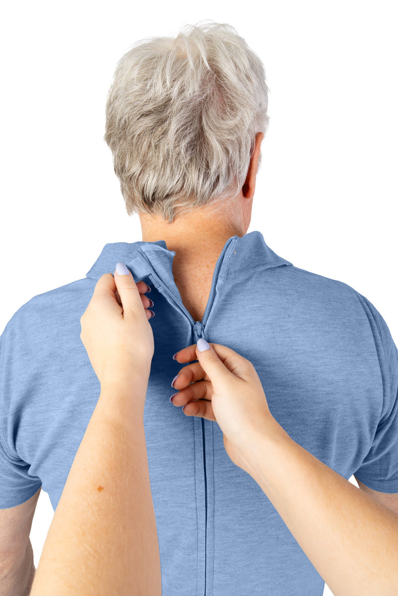 Men's Polo Jumpsuit by Buck & Buck in Medium Blue Top/Navy Pants, and available in different sizes. This one-piece garments item is part of our one-pieces collection.