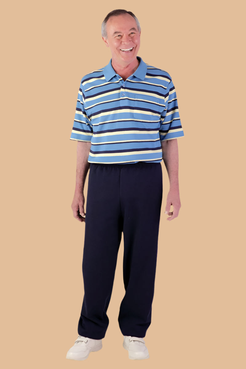 Men's Short Sleeve Polo Jumpsuit by Buck & Buck in Black Top/Black Pants, and available in different sizes. This one-piece garments item is part of our one-pieces collection.