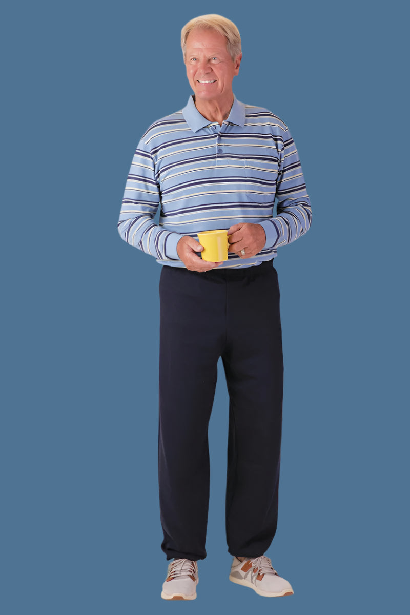 Men's Long Sleeve Polo Jumpsuit by Buck & Buck in Black Top/Black Pants, and available in different sizes. This one-piece garments item is part of our one-pieces collection.