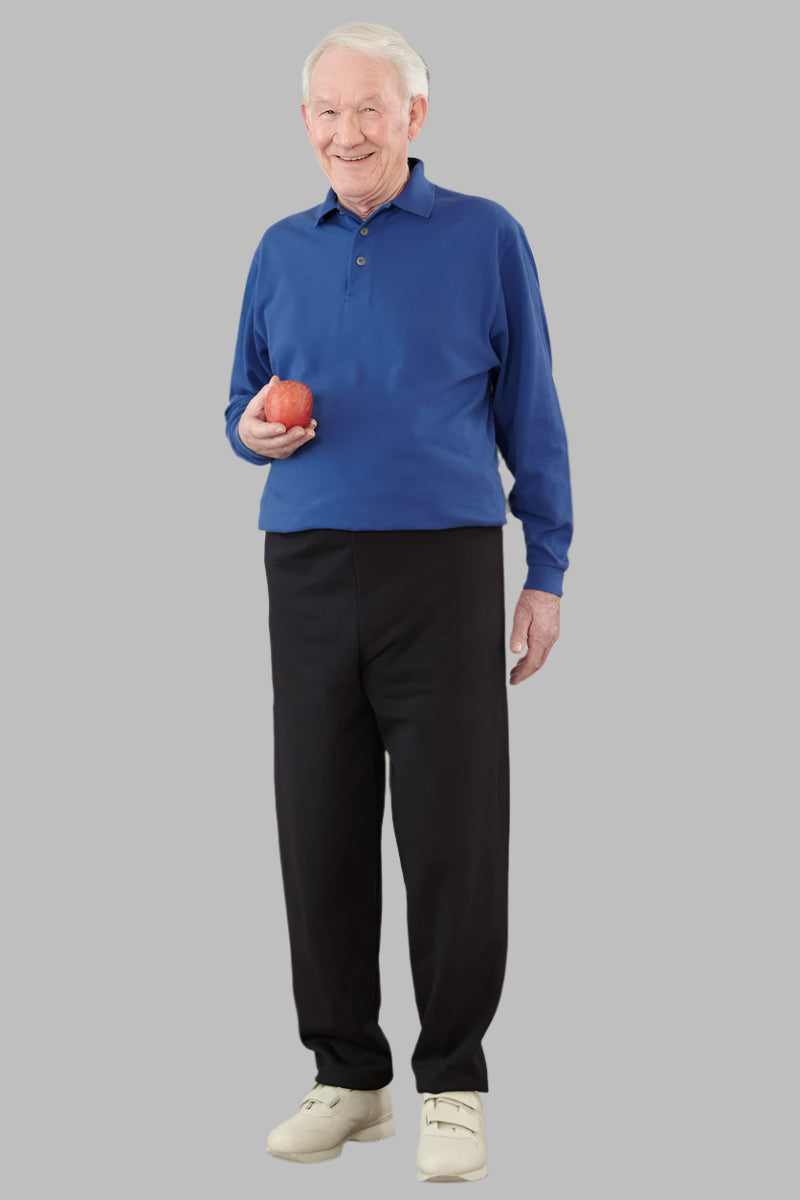 Men's Long Sleeve Polo Jumpsuit by Buck & Buck in Black Top/Black Pants, and available in different sizes. This one-piece garments item is part of our one-pieces collection.