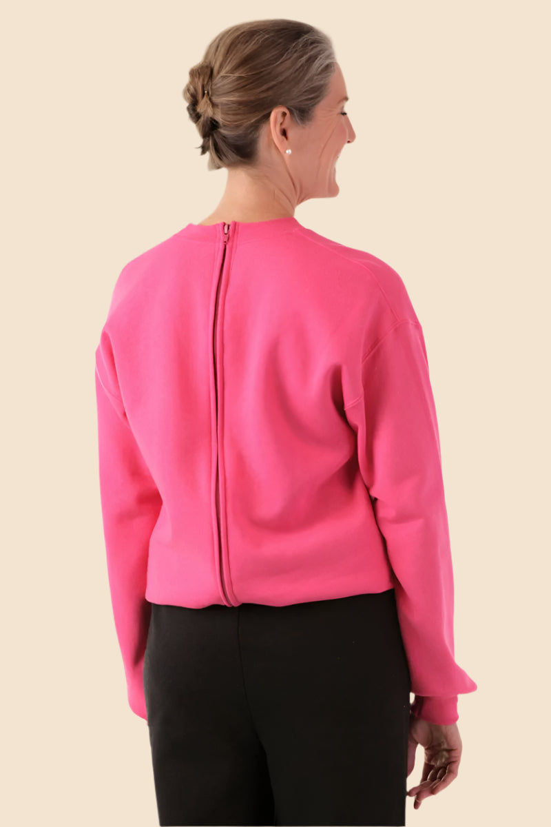 Women's Two-Tone Jumpsuit by Buck & Buck with fuchsia top/black pants, and available in different sizes. This one-piece garments item is part of our one-pieces collection.