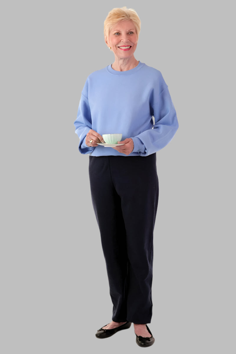 Women's Two-Tone Jumpsuit by Buck & Buck in medium blue Top/navy Pants, and available in different sizes. This one-piece garments item is part of our one-pieces collection.