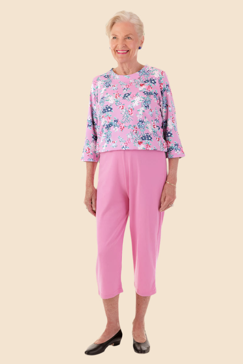Capri Perfect Fit Jumpsuit-Printed Top for women by Buck & Buck in rose, and available in different sizes. This one-piece garments item is part of our one-pieces collection.