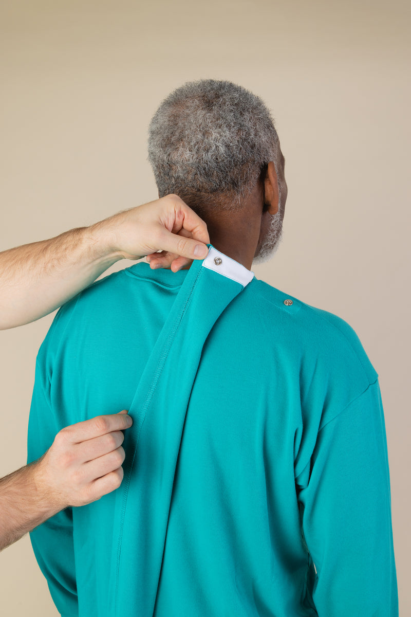 Men's Long Sleeve Solid wrap back T-Shirt by Buck & Buck in jade, and available in different sizes. This tops item is part of our t-shirts collection.