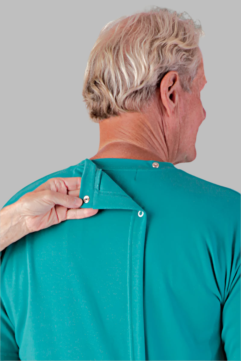 Men's Long Sleeve Wrap Back T-Shirt by Buck & Buck in Turquoise, and available in different sizes. This tops item is part of our t-shirts collection.