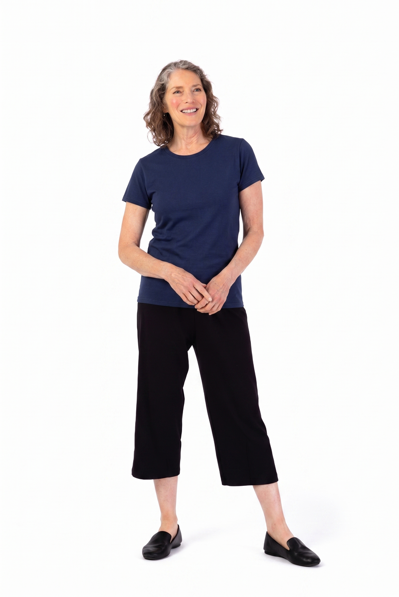 Women's Short Sleeve Solid T-Shirt by Buck & Buck in navy, and available in different sizes. This tops item is part of our t-shirts collection.