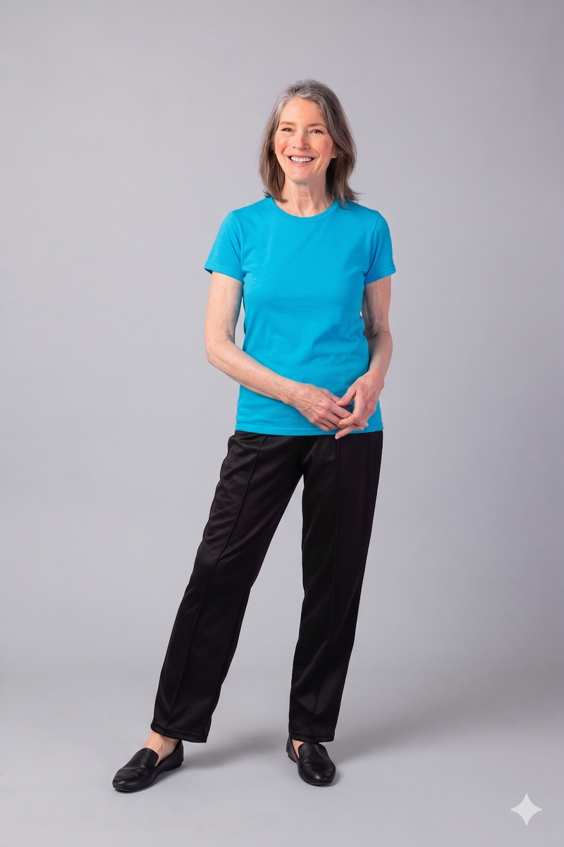 Women's Short Sleeve Solid T-Shirt by Buck & Buck in turquoise, and available in different sizes. This tops item is part of our t-shirts collection.