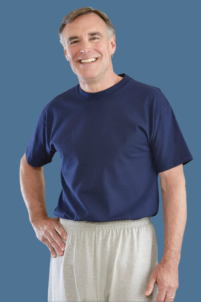 Men's Short Sleeve Solid T-Shirt by Buck & Buck in Navy, and available in different sizes. This tops item is part of our t-shirts collection.