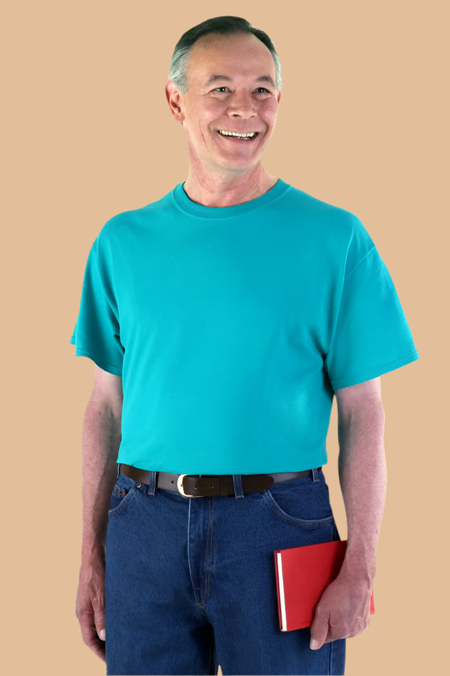Men's Short Sleeve Solid T-Shirt by Buck & Buck in Turquoise, and available in different sizes. This tops item is part of our t-shirts collection.